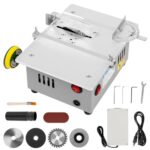 240W Mini Tischkreissäge mit 4 Klingen und Polierscheibe, Aluminium Duale Motorsteuerung Präzisions Table Saw, 0,1-20mm Sägeblatt Höhenverstellbarer für Bastelarbeiten und kleine Schnittprojekte