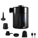 Mojimdo Tragbare Elektrische Luftpumpe, 5000 Pa Pumpe Akku, 450L/Min, Kompakte Air Pump mit 4 Düsen, für Camping, Luftmatratze, Schwimmring, Luftkissen, Schlauchboot, Vakuumbeutel
