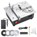 Mini Tischkreissäge, 7-Gang-Netzteil Einstellbarer,Tischkissägen Tragbare Präzisions Table Saw 0,1-15mm Sägeblatt Hönverstellbarer, Tischkreissäge mit 4 Klingen für DIY-Holzbearbeitugsprojekte
