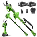 TaskStar Akku Astschere Teleskop: 2-in-1 Elektrische Gartenschere mit Teleskopstange - Bürstenloser Motor, 2x 4,0Ah Batterie, Extra SK5 Klinge, 2 Modi, 40mm Astschere für Baum & Blume