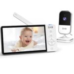 GHB Babyphone mit Kamera 5 Zoll IPS-Display 720P 5000 mAh VOX-Energiesparmodus 4X Zoom Nachtsicht Zwei-Wege-Audio Temperatursensor Nicht drehbar