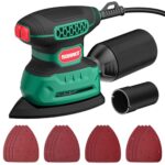 SORAKO Deltaschleifer 220w 14000 OPM 230V Holzschleifer Mit Staubsammler Und 16 SchleifpapierbläTtern (KöRnung 80/120/180/240), Sehr Gut Geeignet Zum Schleifen Und Polieren Auf Kleinem Raum