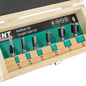ENT 09007 6-tlg. HW Nutfräser Set mit HW-Grundschneide - Ø 6-8 - 10-12 - 16 und 20 mm- Schaft Ø 8 mm