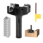 Planfräser 12mm schaft 4 Flöten mit 10 austauschbaren Hartmetallmessern(12x12x1.5mm), Durchmesser 50.8 mm, CNC Plattenfräser Reinigung Fräser für Oberfräse Holzbearbeitung(D=50.8 S=12)