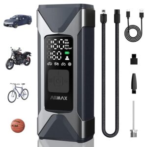 ASMAX Elektrische Luftpumpe 7500mAh, Fahrradpumpe 160PSI/11Bar mit Reifendruckmesser, tragbarer Akku Kompressor, Mini Reifenpumpe mit LED Licht für Autos, Wohnmobil, Motorräder, Fahrräder, Bälle