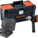 BLACK+DECKER 850W Bohrhammer mit 32 Zubehörteilen, variabler Drehzahl, schlüsselloses Bohrfutter, Schlagfunktion, BEH850KA32-QS