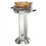 TLGREEN Edelstahl Holzkohlegrill wetterfest, Säulengrill 58 * 42 * 85cm, 4-fach höhenverstellbarem, Grill mit verchromtem Grillrost, Aschekasten & Belüftung, für Outdoor, Camping, BBQ, Garten, Party