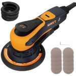 Bürstenlose MAXXT Elektroschleifer 150 mm, Exenterschleifmaschine 5,0 mm mit Dreikernanschluss, Automatische Bremse-2s, 6 einstellbare Geschwindigkeiten und 10 Schleifpapiere enthalten, 5 m Kabel