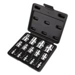 Amazon Basics 14-teiliges externes Torx-Steckschlüsselset, E4—E24, 1/4-Zoll-, 3/8-Zoll-, 1/2-Zoll-Antrieb, mit Aufbewahrungskoffer