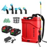 ONEVAN Akku Drucksprüher, 20L Elektrischer Rückenspritze Sprühgerät, 2x3,0Ah Akkus, Rührfunktion, 5 Düsen & Teleskopstange, Elektro Gartenspritze Kabellos für Garten, Landwirtschaft, Pflanzenpflege