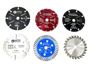 Wellerwerkzeuge 6-teiliges Sägeblatt- & Trennscheiben-Set Ø 76 x 10 mm für Mini-Akku-Winkelschleifer