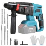 2,5J Akku Bohrhammer Set, Bürstenloser Bohrhammer Kompatibel mit Makita 18V BL Series Battery, mit 3 Bohrer SDS-Plus & 2 Meißel, Anti-Vibrationsgriff für Beton, Metall und Holz(Ohne Akkus)