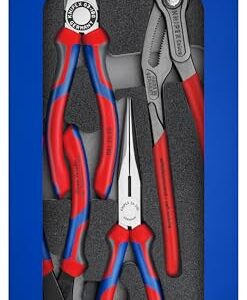 KNIPEX Zangen-Set, 4-teilig, in Schaumstoffeinlage für Werkbank/Werkstattwagen, 335 x 33 x 165 mm, Zangenset, Werkzeugset, 00 20 01 V15