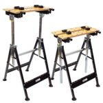 TRUTZHOLM Werkbank klappbar 7-Fach höhenverstellbar Werktisch Spanntisch mit Backen Arbeitstisch bis 100kg große Arbeitsfläche, zum Schleifen, Einspannen von Werkstücken, Sägen, Höhe bis 114 cm