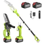 Supstable Mini Kettensäge 6 Zoll mit Teleskopstange und 33 mm Elektrische Astschere, Hochentaster & Gartenschere mit 8000mAh Akku, Max. Reichweite bis 4,8m, Automatischer Kettenspannung