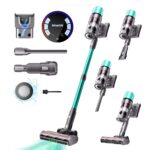 SmartAI V5 Akku Staubsauger, 55Kpa/600W/80Mins Freistehend Staubsauger Kabellos, Ultralange Akkulaufzeit Akkustaubsaguer mit Automatikmodus für Teppich Tierhaare Hartböden