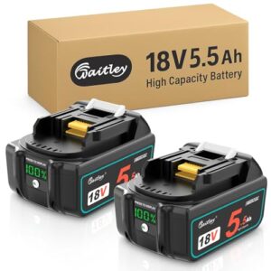 2X Waitley 5500mAh Ersatzakku für Makita Akku 18V BL1850 BL1860B BL1840 BL1830 BL1820B BL1815 – Kompatibel mit Makita 18V Elektrowerkzeugen