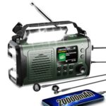 20000mAh Kurbelradio mit Handyladefunktion Solar DAB/DAB+/UKW Radio,3 Lademethoden 11 in 1 Bluetooth 5.3 Tragbares Notfallradio mit Powerbank,SOS,Taschenlampe,Kompass,TF Karte,Leselampe