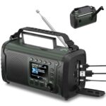 27000mAh DAB+/FM Notfallradio mit Powerbank – Solar- & Kurbelradio mit Bluetooth, SOS, Taschenlampe & Leselicht für Camping, Wohnmobil & Stromausfall（Armeegrün）