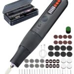 8V Akku Multifunktionswerkzeug Rotationswerkzeug 5-Gang(6000-23000 U/min) mit 56 Zubehör, Kabellos Drehwerkzeug zum Bohren, Gravieren, Polieren, Schleifen mit LED Licht