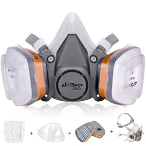 AirGearPro M-500 Atemschutzmaske mit A1P2 Filter, Gasmaske Staubfilter für Lackieren, Arbeiten, Schleifen, Feinstaub