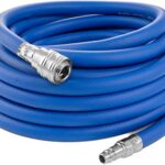 Poppstar Druckluftschlauch 10 m (Hybrid PVC mit Gewebe, Innendurchmesser 9,2mm mit Schnellkupplung & Kupplungsstecker) bis 20 bar, blau