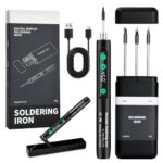 VOKTTA Lötkolben Set mit Ständer, LCD Display Akku Lötkolben, Einstellbare Temperatur 180-450°C, 3 Lötspitzen, USB Lötstation Geeignet für Reparatur Leiterplatten, Schweißreparaturen - Schwarz