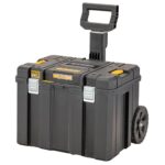 Dewalt Mobile T STAK Box DWST83347-1 (kippbarer Teleskopgriff, Schutzklasse IP54, robuste Schwerlasträder, Metallschließen, Etikettenhalter zur Beschriftung) 1 Stück