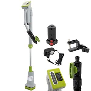 Grafner Akku Regenfasspumpe inkl. Akku und Ladegerät, Fördermenge 1500 l/h, mit Teleskoprohr, integriertem Filter, Fassrandhalter und Regulierventil, Förderhöhe max. 11 Meter, Autostop, Akku-Anzeige