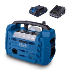 Scheppach Akku Kompressor Airforce 6 | Luftleistung 21 L/min | Arbeitsdruck 10,3bar | 3 Antriebsarten 230V/20V/12V (PKW) | USB-A & USB-C | 20V-IXES-Serie | 10 Jahre Garantie | mit 2Ah Akku & Ladegerät