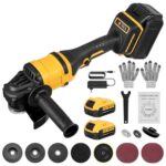 21V Akku-Winkelschleifer mit bürstenlosem Motor, inklusive Akku und Ladegerät, 125-mm-Trennscheiben zum Trennen, Schleifen und Polieren, 30.000 U/min (Zwei Batterien)