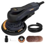 MAXXT Exenterschleifmaschine 150 mm, bürstenlos, mit Dreikernanschluss, 5,0 mm Exzenterhub, automatische Bremse (2 s), 6 einstellbare Geschwindigkeiten, inklusive 10 Schleifpapieren und 5 m Kabel