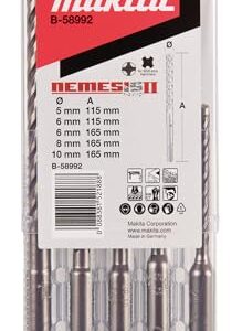 Makita B-58992 NEMESIS2 SDS-PLUS Hammer-Bohrer-Set 5-teilig, ideal für Beton, Stahlbeton, Mauerwerk