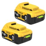 2 Stück 5000mAh DCB182 Ersatzakku für Dewalt Akku 18V, 5 Ah Ersatz für Dewalt Batteries DCB200 DCB184 DCB101 DCB107 DCB112 DCB105 DCB115 DCB203 mit LED Werkzeugakku