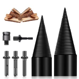 Holzspalter Bohrer 45mm + 32mm Holzspalter Schraube Kegel, Bohrkegel Holzspalter Set mit 5 Bohrgriffe - Brennholzbohrer für Haushalt Bohrmaschine
