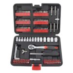 Gunpla 130-teiliges Steckschlüssel-Set Mechaniker-Werkzeugkoffer für KFZ und Hause mit 1/4 Zoll Umschaltknarre Ratschengriff, Schrauberbits, Inbusschlüssel