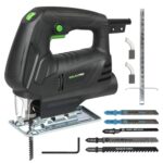 GALAX PRO Stichsäge 500W mit LED-Beleuchtung, 0-3000 U/min, 6-stufiger Drehzahlregelung, inkl. Holzsägeblätter, Metallsägeblätter, Führungsschiene und Kohlebürsten - für Holz/Metall/Kunststoff