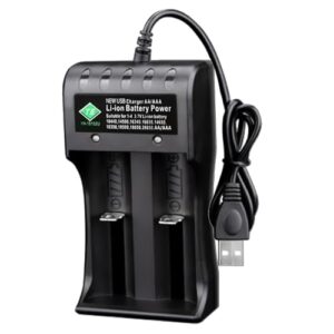 AA AAA 18650 Akku ladegerät, 2 Slot Smart Universal USB Ladegerät Schnellladung für 18500/18350/14650/16650/16340/14500/10440/ AA AAA