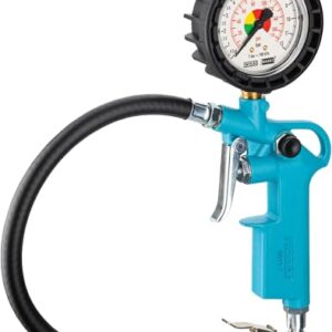 HAZET Reifenfüll-Messgerät 9041-1 I Manometer-Messbereich: 0-12 bar, Schlauchlänge: 400 mm, Manometer-Durchmesser: 63 mm I Reifendruck-Prüfer für Auto, Motorrad, Lkw uvm.