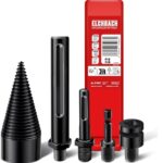 ELCHBACH® Holzspalter 42 mm - Holzbohrkegel mit 4 Adaptern - präzise und schnell, feuerfest für Holz, Premium Brennholzbohrer - kompatibel mit Akku-Bohrschrauber