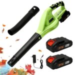 Laubbläser, 21 V, kabellos, mit Akku und Ladegerät, Geschwindigkeit 15000 U/min, Laubbläser, 2-in-1-Häcksler, elektrisch, für die Rasenpflege und Schneeschleudern (2 Akku)