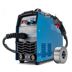 IPOTOOLS MIG-160ER Inverter Schweißgerät MIG MAG - Schutzgas Schweissgerät mit 160 Ampere auch FLUX/Fülldraht und Elektroden geeignet/E-Hand/Digitalanzeige/IGBT / 230V / 7 Jahre Garantie