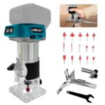 L1NXIXI 800W Bürstenloser Oberfräse mit 5 Geschwindigkeiten, 10,000-30,000 U/min, 18V Einhandfräse Kantenfräser mit 15 Stück 1/4" Fräser, Kompaticel mit MAKITA 18V Akku