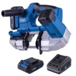 Scheppach Akku Metallbandsäge C-MBS635-X | Schnittbreite/höhe je 63,5mm | Vario Speed 1,4–2,7m/s | Drehzahl 330-630min1 | Schnellspanner | 20V-IXES-Serie | 10 Jahre Garantie | mit 2Ah Akku & Ladegerät