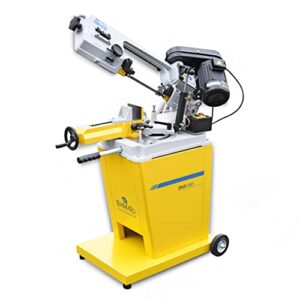 BAMATO Metallbandsäge BMS-150 (400V) inkl. Untergestell | 1x Sägeband | 3 Sägebandgeschwindigkeiten | Stufenlose Absenkung | Mit Fahrwerk | Bandsäge Metallsäge