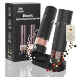 LUNARIA Gewürzmühle Elektrisch [PREMIUM]– Pfeffer und Salzmühle Elektrisch Set, Wiederaufladbare Elektrische Pfeffermühle, Einstellbarer Mahlgrad, Hochwertiges Design für Küche & Tisch