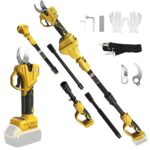 Akku Astschere Kompatibel mit Dewalt 20V, 2 in 1 Elektrische Gartenschere mit 2M Verlängerungsstange, Max.35 mm Schnittdurchmesser, LCD Display, Astschere Teleskop Ausziehbar bis 4,5m (ohne Akku)
