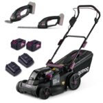 Gomag Akku Rasenmäher GO-RSM380BL + GO-SHS200 XL-Set | 38cm Schnittbreite | für 450-500m2 | 25-75mm Schnitthöhe | Grasschere Schnittlänge 200mm / Schnittbreite 90mm | mit 2X 4Ah Akku & 2X Ladegerät