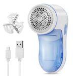LEBEXY Fusselrasierer,Tragbarer Fusselentferner Elektrisch mit USB Aufladbar und 1 Ersatzklingen für Verschiedene Stoffe (Blau)