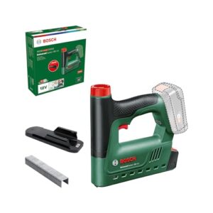Bosch Akku-Tacker UniversalTacker 18V-14 (Tackern/heften in Weich-und Hartholz; für Klammern und Nägel; Schnellfeuermodus; 18 Volt System; Papierabstand; mit 1000 Feindrahtklammern; ohne Akku)